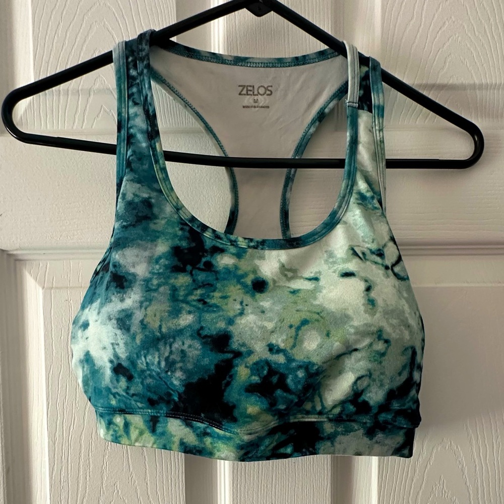 Zelos Sports Teal Tie Dye Racerback Workout Yoga Size Medium